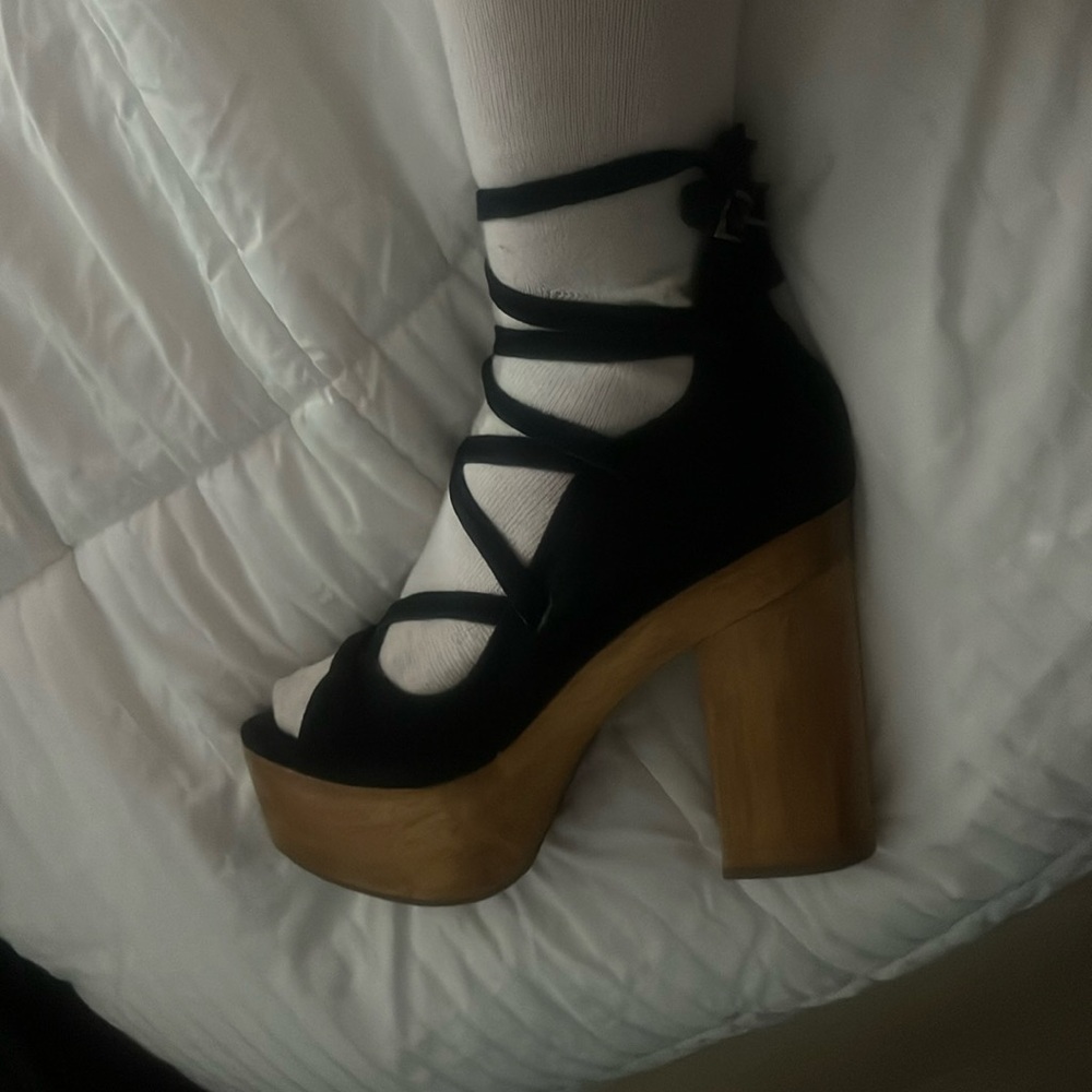 free people suede lace up platform heel